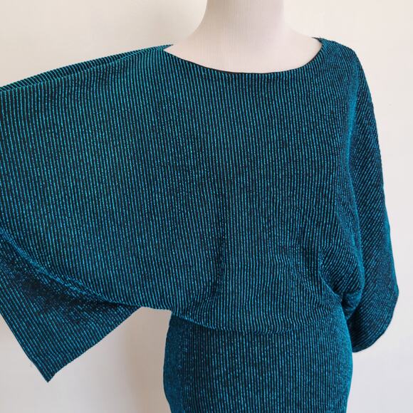 Jay Godfrey Kimono Sleeve Glam Dress Mini Blouson Blue Metallic Women 6 - Picture 4 of 12